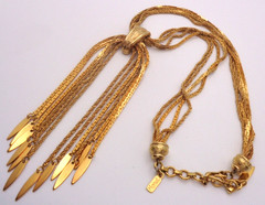 Vintage Monet Multi Strand Gold Tone with Chain Dangle Statement Choker Necklace