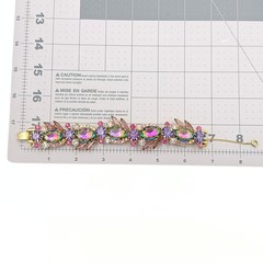 Vintage Juliana Watermelon Heliotrope Rhinestone Glass Gold Plated Bracelet