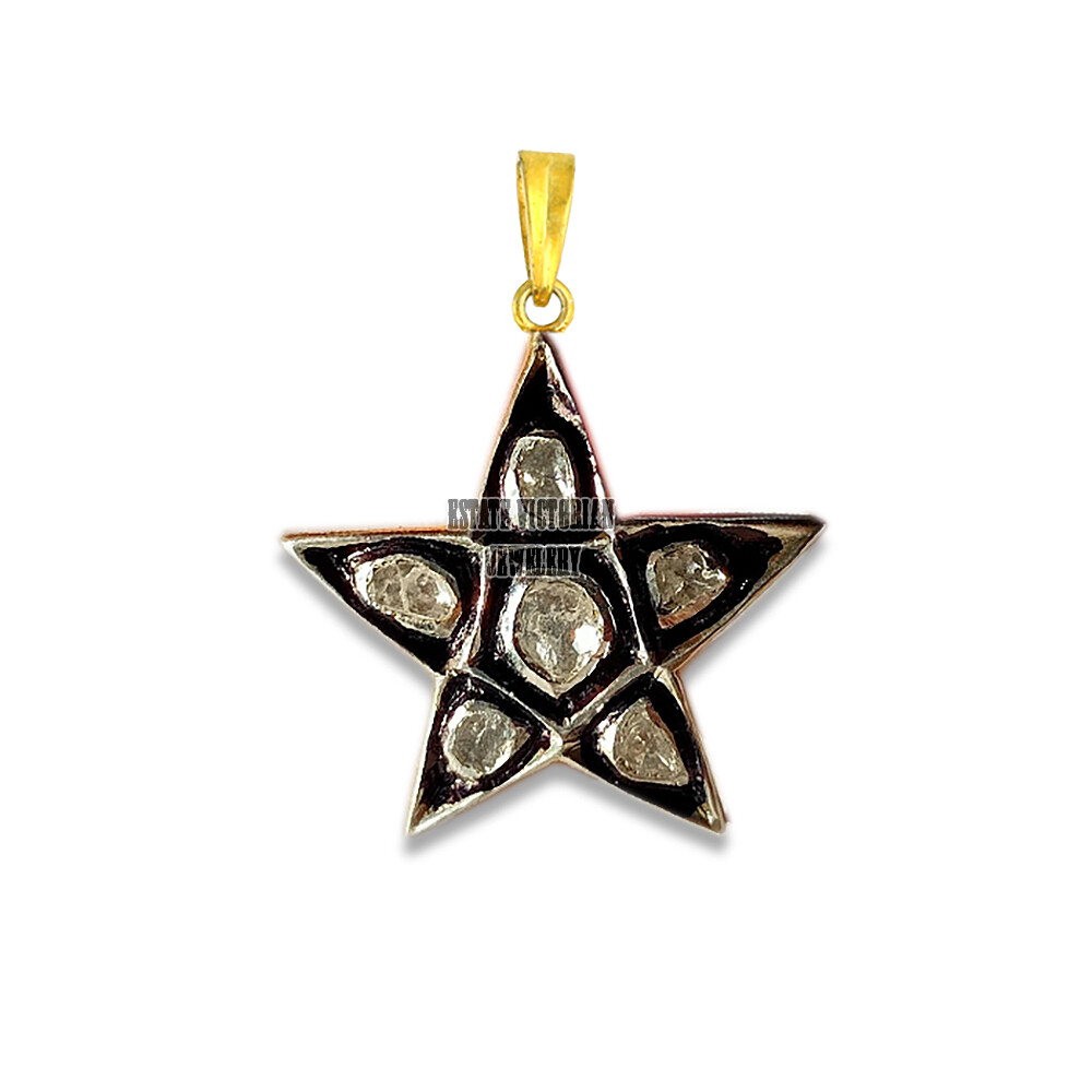 0.60ct Genuine Old Mine Antique Cut Diamond Silver Vintage Stunning Star Pendant