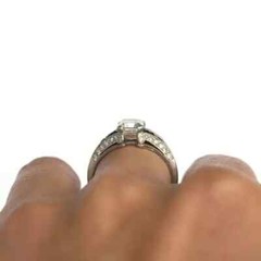 Art Deco Style Lab Created Diamond & Sapphire 14K White Gold FN Engagement Ring