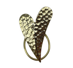 J7I Vintage Hammered Gold Tone Heart Scarf Slide Clip