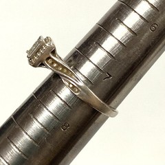 v595 Vintage Sterling Silver White Rhinestone Stone Twisted Band Ring Size 7.5