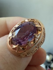 Vintage USSR 14K 583 Gold Alexandrite Ring Soviet Russian Jewelry