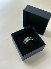 Vintage Blue Cubic Zirconia Ring Gold Plated Womens Size 8.5