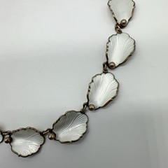 VTG Norway Hans Myhre Sterling Silver White Enamel 15″ Necklace 37g #gag