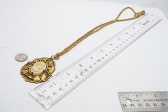 Vintage John Hendricks Necklace Brass Tone Cameo 24″