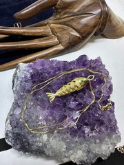 18″ Women’s Sterling Silver Gold Covered 1″ Articulated Fish Pendant Necklace