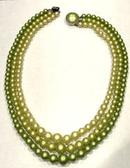 HONG KONG AVON GREEN ORANGE IVORY FAUX PEARL BEAD MCM VINTAGE NECKLACES LOT 5 EU