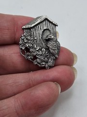 Collection Of 5 Birds And Bloom Pewter Brooches. Signed, 4 Limited Edition