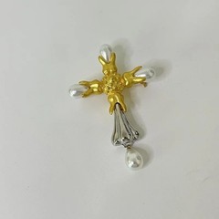 Schiaparelli Inspired Brooch Anatomy Bust Of The Divine Blessing Cross 3.5 In