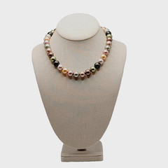 Lustrous Pastel Metallic Coated Glass Faux Pearls Earthy Jewel Tones 19 Inch