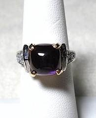 UNIQUE 14K TT GOLD 2+ CT AMETHYST 1.00 CTW DIAMOND RING 6 Grams FEB BIRTHSTONE