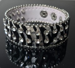 Zebra Print Rhinestone Wrap Bracelets Snap Leather Crystal Cuff Bracelet 12 pcs