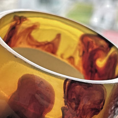 Vintage Bangle Bracelet Plastic Acrylic Lucite Apple Juice Swirl Wide Funky