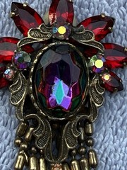 Juliana DeLizza Elster Clip on Earring Watermelon Multifacet Rhinestone Flower