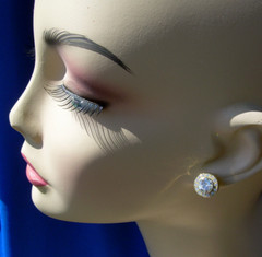Original EARTH MINED DIAMOND Deco Bezel set Halo Studs Earrings SOLID 18K GOLD