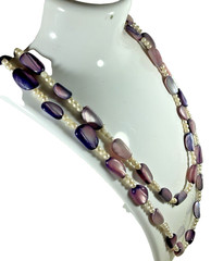 Vintage Pastel Beaded Necklace Faux Pearl Lavender Purple 19.5″ Acrylic Beads