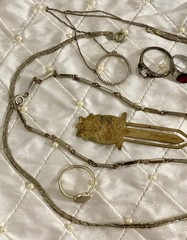 Vintage Costume Jewelry Lot Estate Chain Rings Tarnished As Is Untested Unmarked