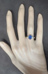 Vintage 14K Yellow Gold Engagement ring 1.73ct.Natural Blue Sapphire Oval GIA