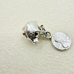 Vintage 925 Sterling Silver Small Piggy Bank Attached Coin Money Dangle Charm