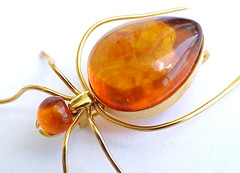 ✅BALTIC AMBER RUSSIA SOVIET INSECT SPIDER BROOCH 22k GOLD JEWELRY 老琥珀 PIN ORDER