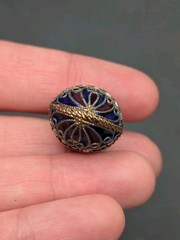 Sterling Silver Gold Vermeil Enamel Rhinestone Russian Mini Egg Charm Pendant