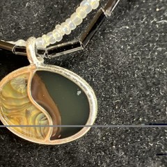Vintage Kimberly Creations KC Yin Yang Abalone Shell Black Onyx Look Pendant