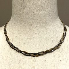 Vintage Medici Signed Two Tone Gold & Silver Braided 16″ Chain Necklace