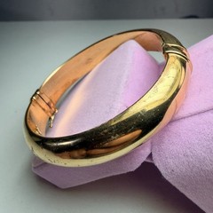 Hollow Gold Wash 925 Sterling 6-3/4″ x 1/2″ ITALY Vintage hinged Bangle Bracelet