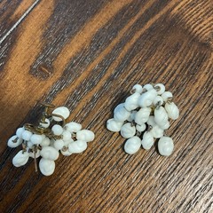 Vintage 1950s Milk Glass Earrings Clip On Dangle Drop Waterfall Cascade Retro