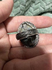 Vintage Silver Tone Oval Cameo Ring Sz 6 Blue White Portrait Bezel Set