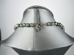Vintage Yoli Gemstone Moss Agate Stone Faceted Glass Beaded Necklace Toggle