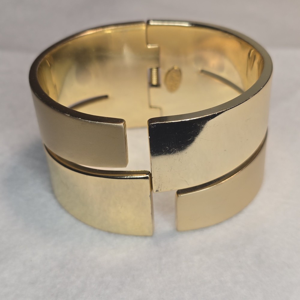 Lanvin Paris Bracelet Gold Tone Clamper Signed Costume Jewelry