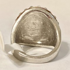 Vintage Brown Enamel Swirl Crystal Cocktail Ring Art Deco Silver Plated Size 8