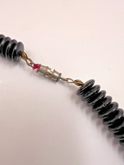 Funky Vintage Black Mod Acrylic Disc Necklace Barrel Closure Clasp Beaded Long