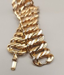 Vintage MONET Signed Chunky Gold Tone Double Curb Link Bracelet Heavy 2.1oz 7″
