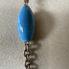 Vintage Chicos Turquoise Color Navy Blue Necklace Ceramic Acrylic Mixed Metal