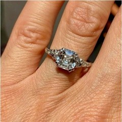 3.25Ct Asscher Cut Lab-Created Diamond Engagement Wedding 14k White Gold FN Ring