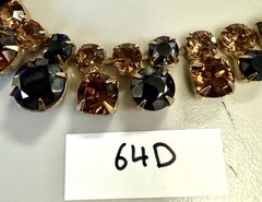 1950s Vintage Rhinestone Necklace Amber Topaz Smoky Gray Stones Gold Tone VTG