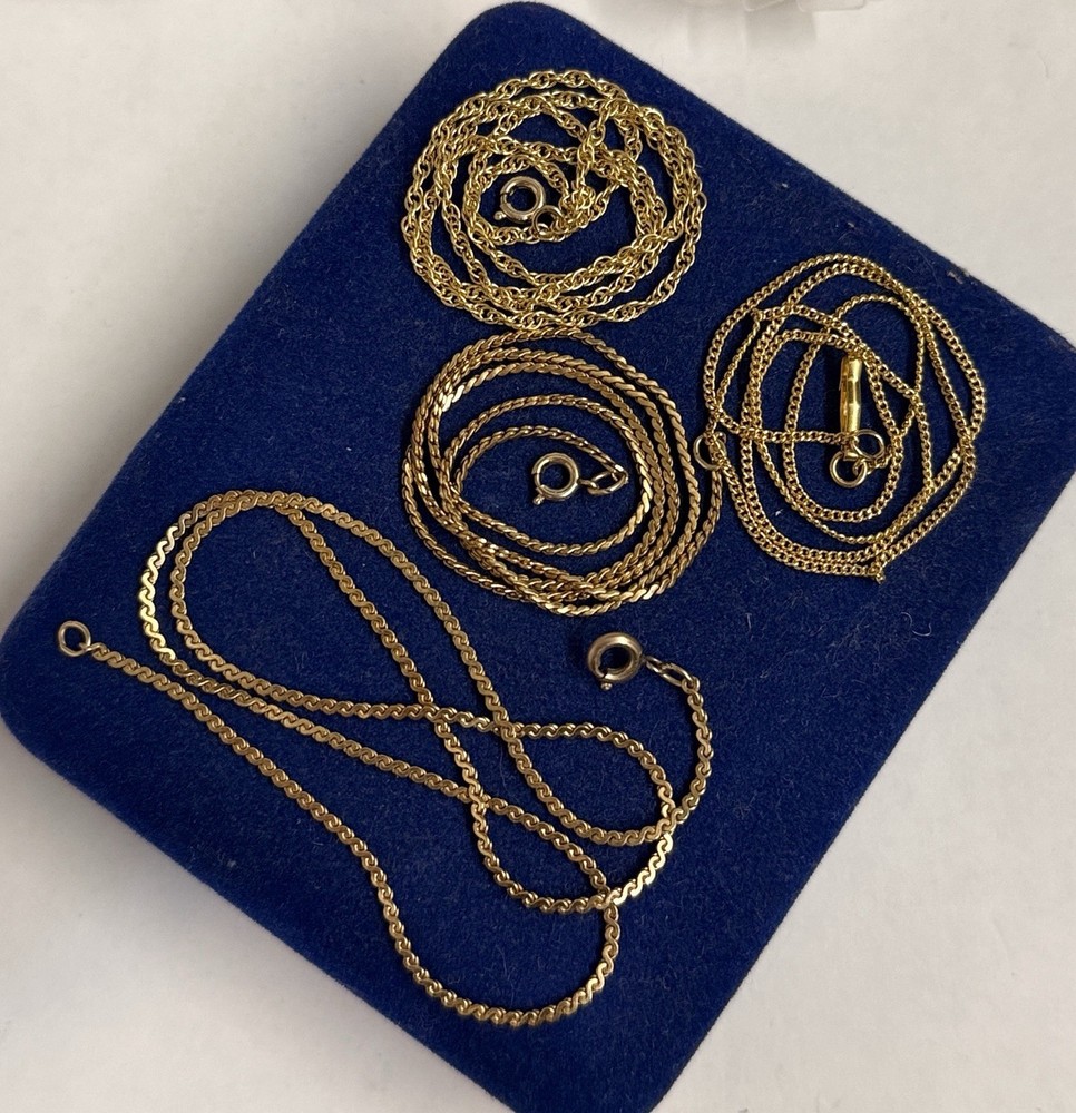 4x 14.5” Shiny GOLD FILLED Mix Size Rope Cuban Serpentine Link Gf Necklace LE