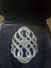 Vtg. RJ GRAZIANO Filigree Infinity 925 & Marcasite Ring- Size 8