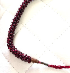 Antique Almandine Garnet Bead Necklace – Hand-Knotted Silk, Likely Indian Origin