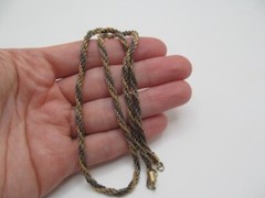 Vintage Multi Silver Gold & Gunmetal 3.75mm Rope Twist Chain Necklace 18 Inch