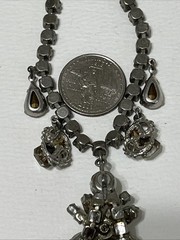 VTG Art Deco Clear Rhinestone Choker Necklace in Silver Tone Prong Settings