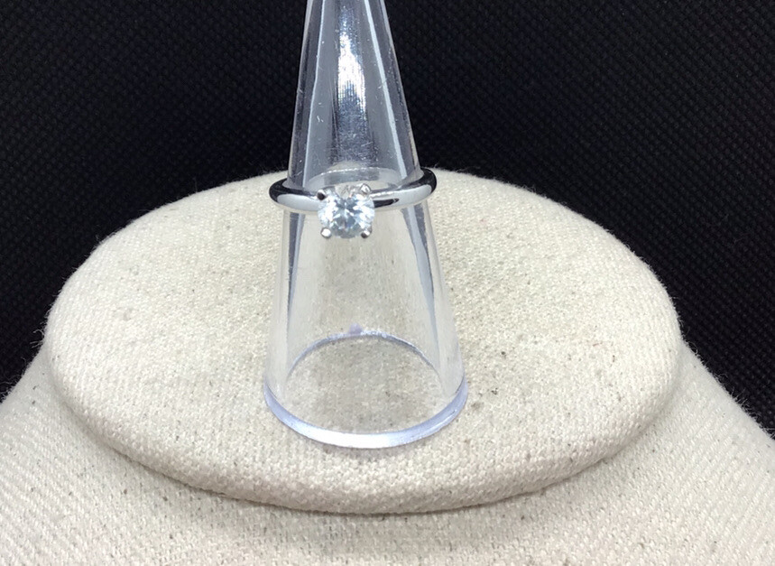 Vintage Sterling Silver 925 Clear Cut Glass Solitaire Stone Ring Sz 6.5 LL595