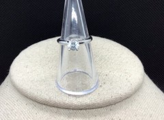 Vintage Sterling Silver 925 Clear Cut Glass Solitaire Stone Ring Sz 6.5 LL595