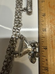 Antique silver alloy necklace, charms, 92gr. From Middle East. Mid-Century.