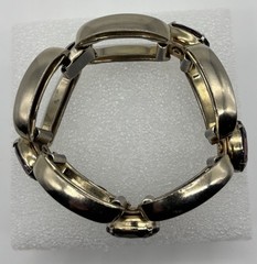 Vintage Modernist-Style Chunky Bracelet Silver-Tone Oval Prong-Set Purple Stones
