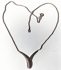 Vintage Large Sterling Silver Pendant, Y-shape, on 39 cm Silver Chain, Germany