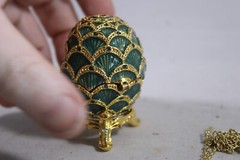 Vintage STAUER Egg Trinket Box with Matching Pendant Necklace